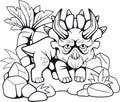 Cute prehistoric triceratops, funny illustration