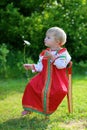 Cute preschooler girl in traditional Russian dress Royalty Free Stock Photo