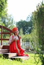 Slav woman in dress traditional Royalty Free Stock Photo