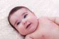 Cute, pretty, happy, chubby and smiling baby girl portrait. Royalty Free Stock Photo