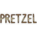 Cute pretzel typography cartoon vector illustration motif set. Hand drawn isolated fresh baked lettering elements Royalty Free Stock Photo