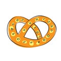 Cute pretzel. Vector hand drawn cartoon illustration icon. Isolated on white