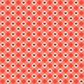 Cute Primitive Retro Seamless Pattern With Small Hearts On Plaid Background
