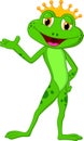 Cute prince frog cartoon presenting