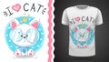 Cute princes cat - idea for print t-shirt Royalty Free Stock Photo