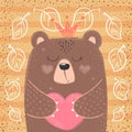 Cute princess bear - cartoon illustration.