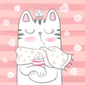 Cute princess cat with fish Royalty Free Stock Photo