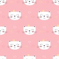 Cute princess cats seamless pattern, vector illustration Royalty Free Stock Photo