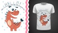 Cute princess dinosaur - idea for print t-shirt.