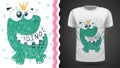 Cute princess dinosaur - idea for print t-shirt.
