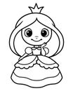 Cute princess doodle coloring page cartoon vector illustration