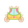 Cute Princess Fairytale Carriage Cartoon Vector Illustration