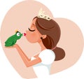 Cute Princess Kissing Prince Frog Illustration Royalty Free Stock Photo