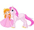 Cute Princess and Unicorn Royalty Free Stock Photo