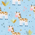 Cute print with giraffe. Seamless pattern. Printable templates