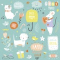 Cute print illustration with spring ans summer