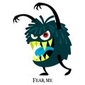 Blue scary monster for t-shirt design Royalty Free Stock Photo
