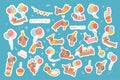 cute Printable sticker birthday Sausage dog dachshund puppy party cartoon illustration set