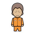 Cute prisoner character cartoon vector icon illustration