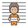 Cute prisoner character cartoon vector icon illustration