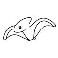 Cute Pterodactyl Dinosaur Coloring Page Vector Illustration on White