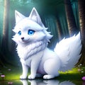 Cute puffy white wolf with big reflective eyes