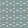 Cute pug dog with bone seamless pattern background wallpaper