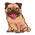 Cute Happy Pug Dog Cartoon