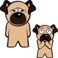 cute pug dog character cartoon standing expressions pack