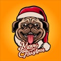 Cute Pug Dog Merry Christmas Illustrations