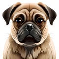 Cute pug looking at the viewer - ai generate image Royalty Free Stock Photo