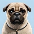 Cute pug looking at the viewer - ai generate image Royalty Free Stock Photo