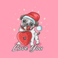 Cute pug love doughnut pink colorful