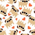 Cute Pug pattern seamless. nice dog background. Pet vector texture