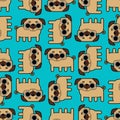 Cute Pug pattern seamless. nice dog background. Pet vector texture