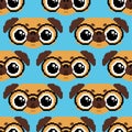 Cute Pug pattern seamless. nice dog background. Pet vector texture