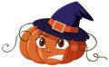 Cute pumpkin cartoon character with angry face expression on white background Royalty Free Stock Photo