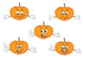 Cute pumpkin character set. cartoon vector illustration