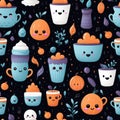 Cute Pumpkin Ghost Seamless Pattern