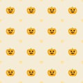 Cute pumpkins with heart elements seamless repeat pattern background for Halloween Royalty Free Stock Photo