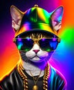 Cute punk rock cat - AI generated art