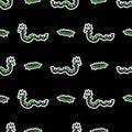 Cute punk rock snake on black background vector pattern. Grungy alternative checkered home decor with cartoon animal