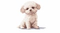 The cute pup of the Bichon breed. The fluffy, fuzzy furry pup with curly hair. The sweet sweet little canine sitting