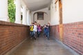 Cute pupils running down the hall Royalty Free Stock Photo