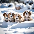 Cute puppies feeling cold - ai generated image