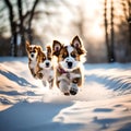 Cute puppies feeling cold - ai generated image Royalty Free Stock Photo