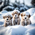 Cute puppies feeling cold - ai generated image