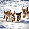 Cute puppies feeling cold - ai generated image Royalty Free Stock Photo