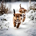Cute puppies feeling cold - ai generated image Royalty Free Stock Photo