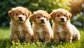 cute puppies lawn with grass on a sunny day adorable small beautiful little